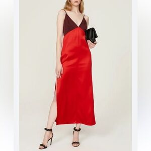 MARINA MOSCONE COLLECTIVE Spaghetti Strap Double Slit Slip Dress 6